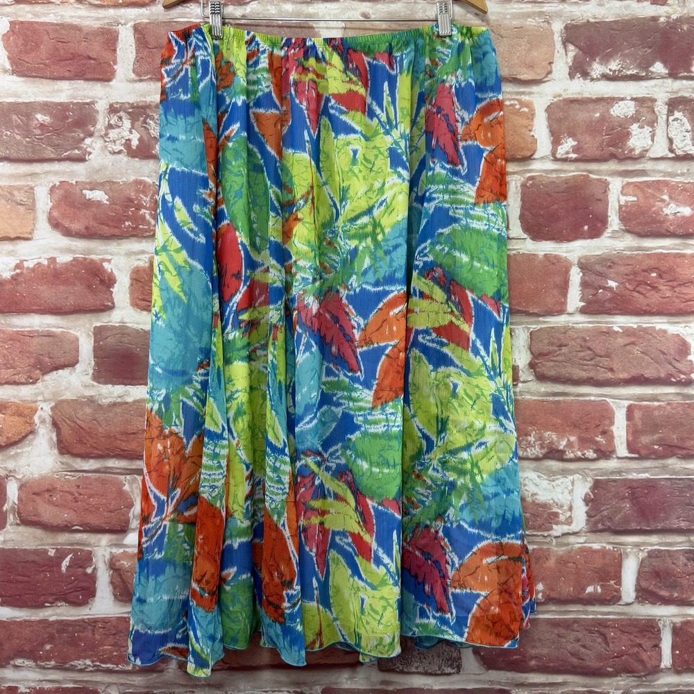 Ruby Rd Skirt Women's 22W Multicolor Artsy Floral Abstract Colorful Pull On
